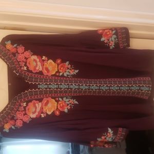 Purple bell sleeve boho 3/4 sleeve top
